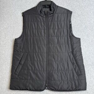 Marc Anthony Luxury Puffer Vest Black Men's M Lightweight Quilted Full Zip EUC